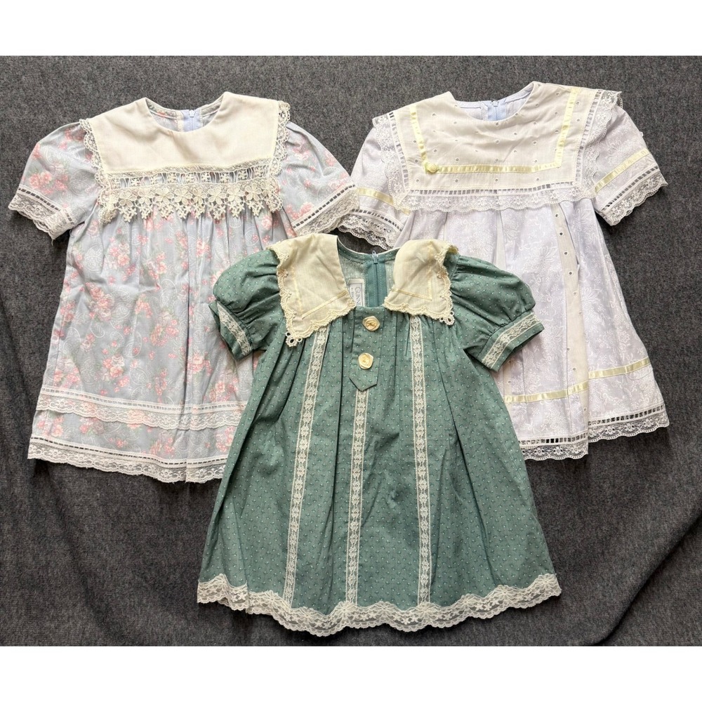 VTG Gunne Sax by Jessica McClintock Girls Dress Lot 3T Prairie Victorian Lace